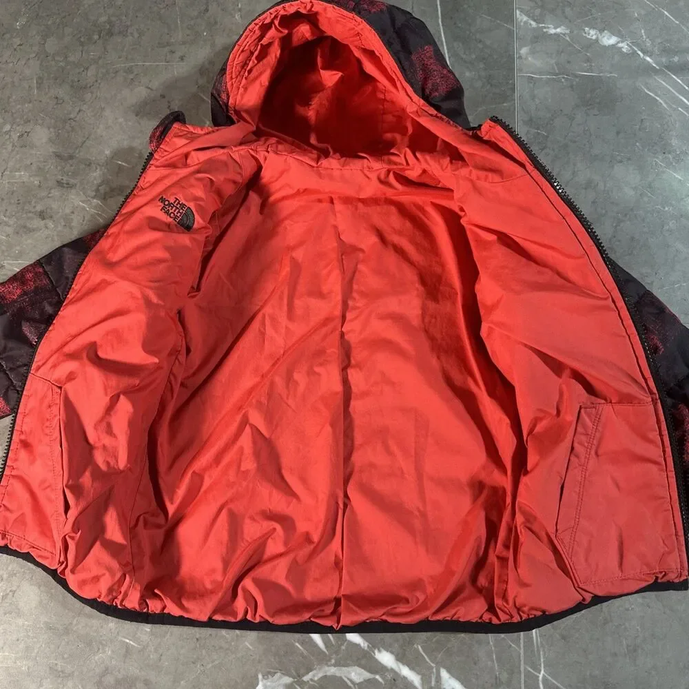 North Face Boys’ Reversible Jacket Red Black Plaid Size 5 Youth Toddler